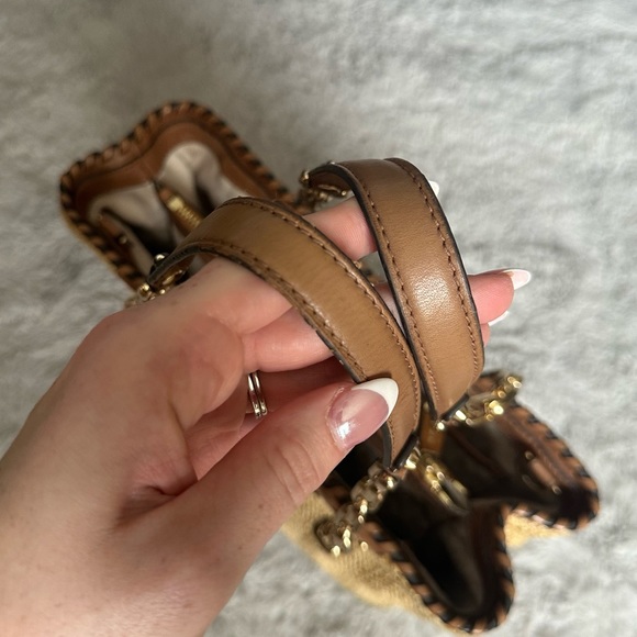 MICHAEL KORS SMALL BROWN WOVEN BEACH SUMMER SPRING TOTE BAG SHOULDER PURSE - Picture 2 of 11